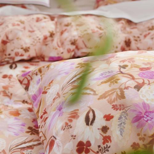 Taie d'oreiller imprimée en satin de coton, Giradon Designers Guild  - Housse de couette rose