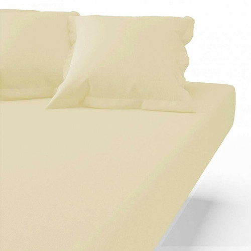 Drap-housse percale de coton TERTIO® - beige ficelle - 3S. x Tertio (Nos Unis) - Promos deco design 40 a 50