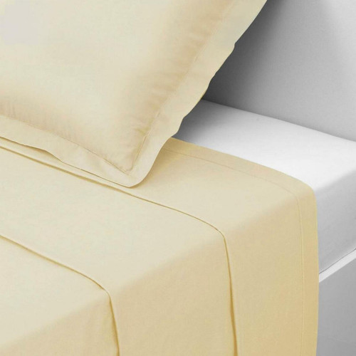 Drap plat percale de coton TERTIO® - beige ficelle - 3S. x Tertio (Nos Unis) - Promos deco design 40 a 50