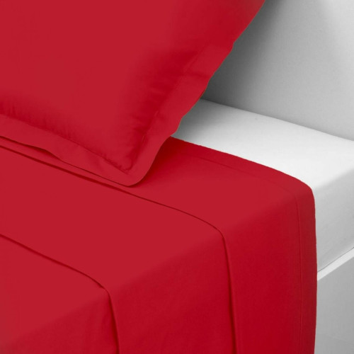Drap plat coton TERTIO® - Rouge Carmin 3S. x Tertio (Nos Unis)  - Cadeau saint valentin deco