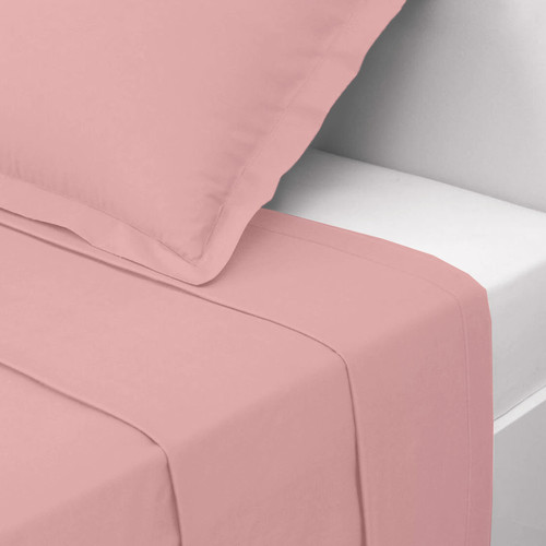 Drap plat percale de coton TERTIO® - rose - 3S. x Tertio (Nos Unis) - Promos chambre lit