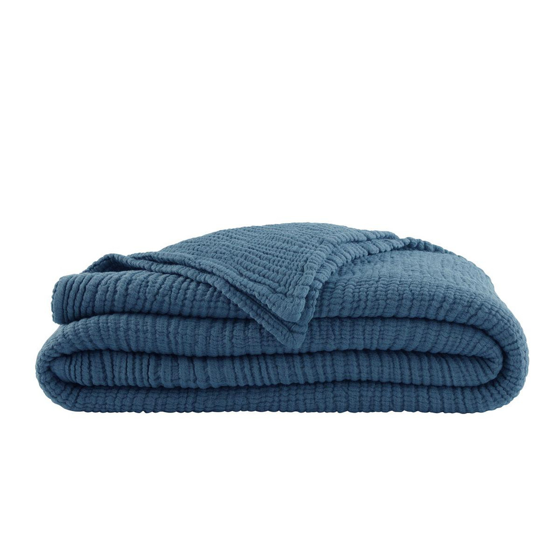 plaid haut de gamme, coton, bleu turquoise - plaid et couvre lit
