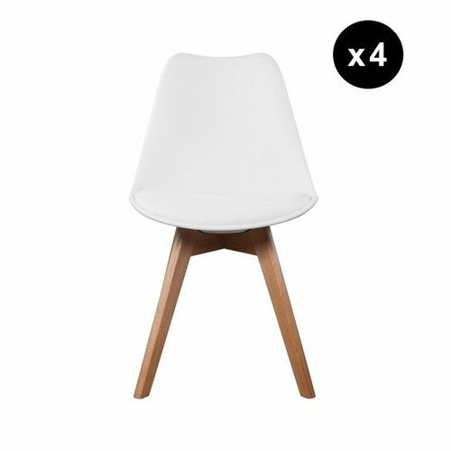Lot de 4 chaises scandinaves coque rembourée - blanc - 3S. x Home - Edition authentique