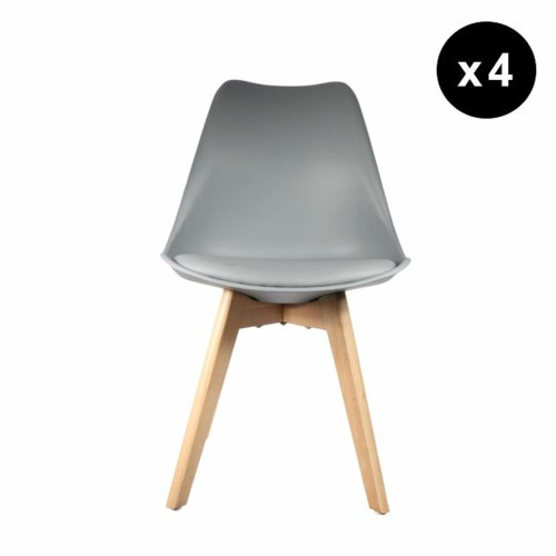 Lot de 4 chaises scandinaves coque rembourée - Gris - 3S. x Home - Edition authentique