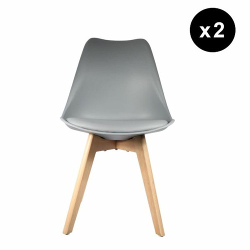 Lot de 2 chaises scandinaves coque rembourée - Gris 3S. x Home  - Edition Authentique Salle à manger
