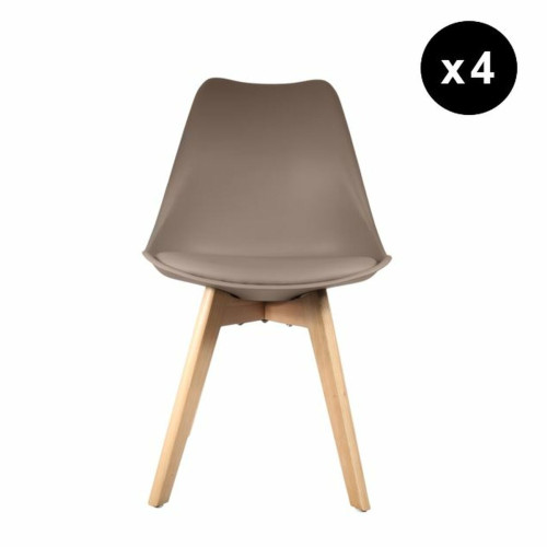 Lot de 4 chaises scandinaves coque rembourée - taupe - Edition Authentique Salle à manger