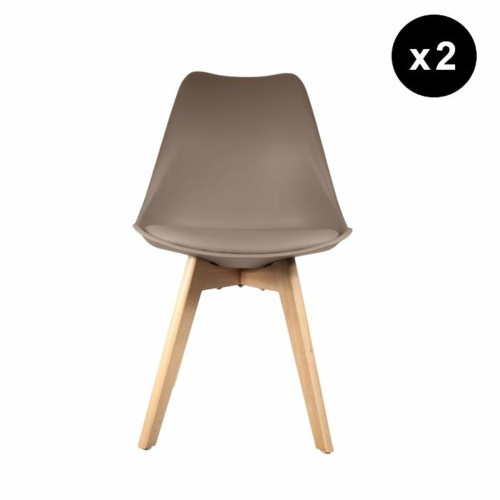 Lot de 2 chaises scandinaves coque rembourée - taupe 3S. x Home  - Lot de 2 chaises design