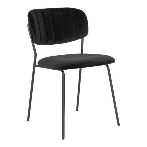 Chaise ALICANTE Velours Noir Avec Pieds En Métal Noir - Promos chaise