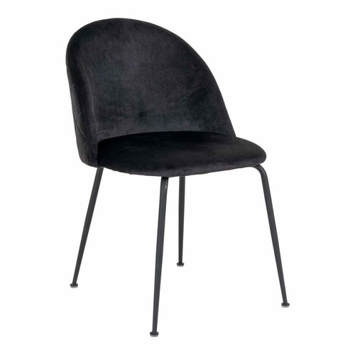 Chaise GenEVE Velours Noir Pattes Noires - Chaise velours design