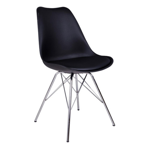 Chaise OSLO Noir Avec Pieds Chromés - Promos chaise