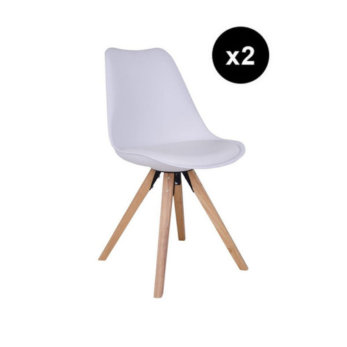 Lot de 2 Chaises Blanc/Naturel BERGEN pieds bois House Nordic  - Chaise design