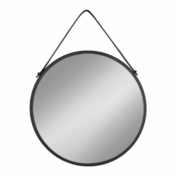 Miroir TRAPANI - Cadre en Acier Noir Et Sangle d60 cm