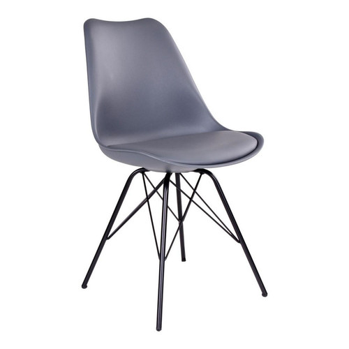 chaise OSLO grise avec pieds chromés - Chaise simili cuir design