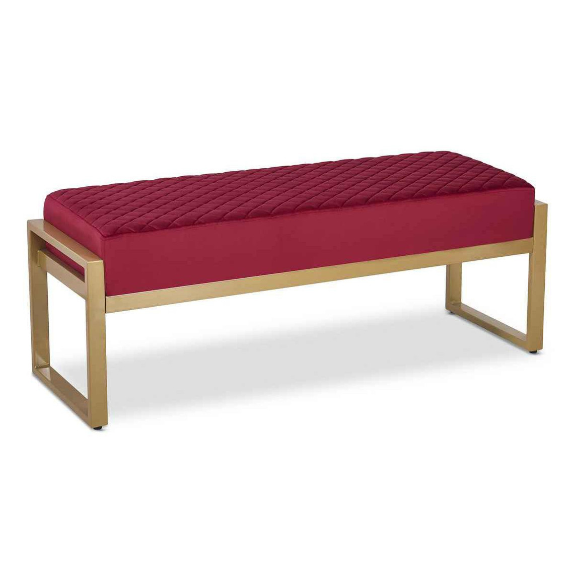 Banquette MADISON Velours Rouge Pieds Or