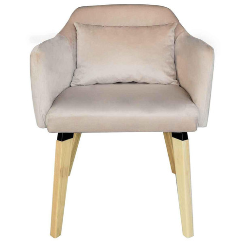 Chaise / Fauteuil Scandinave GILIO Velours Beige 3S. x Home  - Pouf et fauteuil design