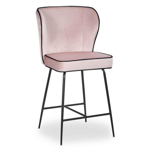 Chaise de bar ELSA Velours Rose 3S. x Home  - Chaise design et tabouret design