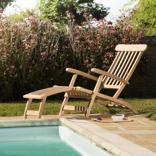 Chaise longue de jardin HARRIS en bois teck - Jardin Soldes