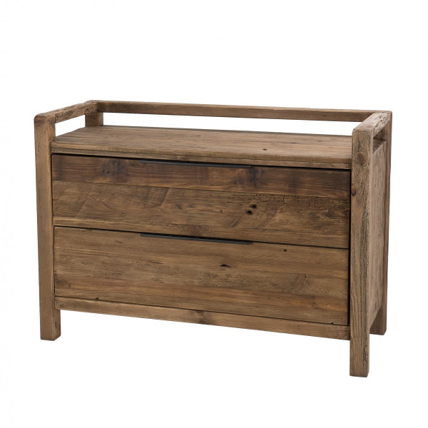 Commode ANDRIAN 2 Tiroirs Bois Pin Recyclé
