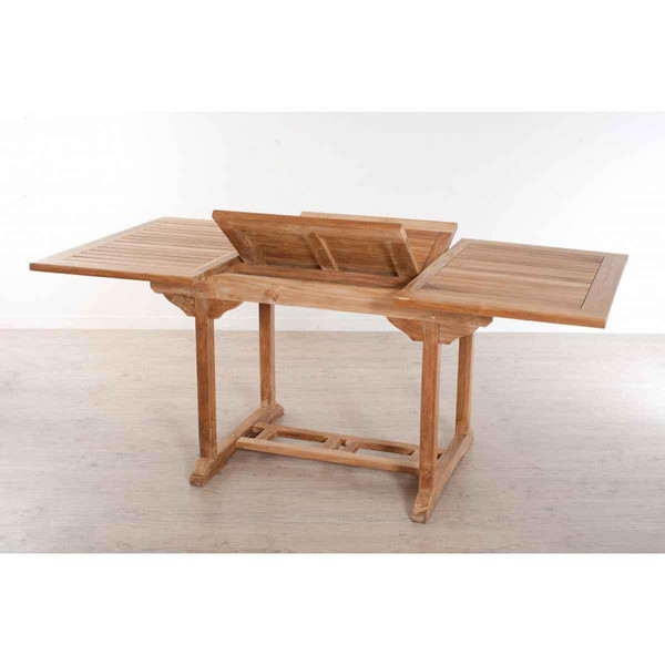 SALON DE JARDIN EN BOIS TECK 4/6 pers : Ensemble de jardin - 1 Table rectangulaire extensible 120/180*90 cm et 6 chaises