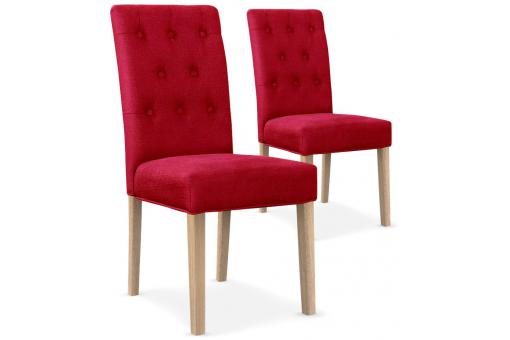 Lot de 2 chaises Capitonnée Tissu Rouge COSTA - Chaise rouge design