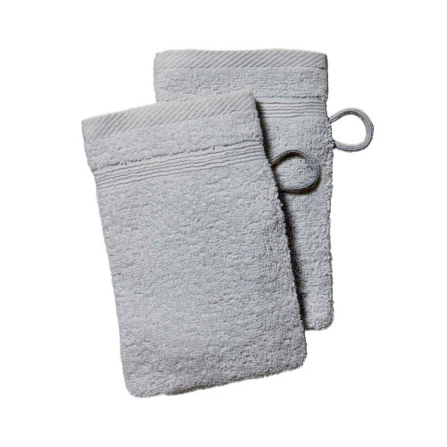 Lot de 2 Gants de Toilette Premium Coton 16 x 21 cm Uni Zinc - Today - Tout le linge de bain