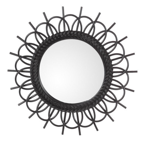 Miroir Rotin Noir NOSY - Miroir rond ovale design