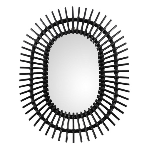 Miroir Rotin Noir OCEAN - Décorations Soldes