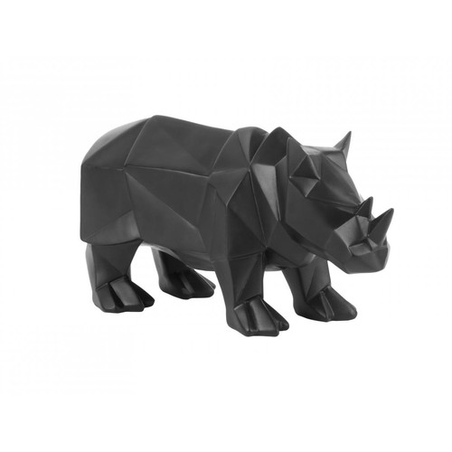 Statuette Origami Rhinocéros Noir Mat - Statue noire