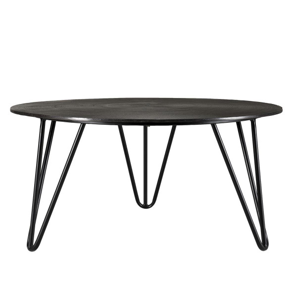 Table Basse Ronde JONAS Aluminium Noir Pieds Épingles Métal 75 X 75 Cm