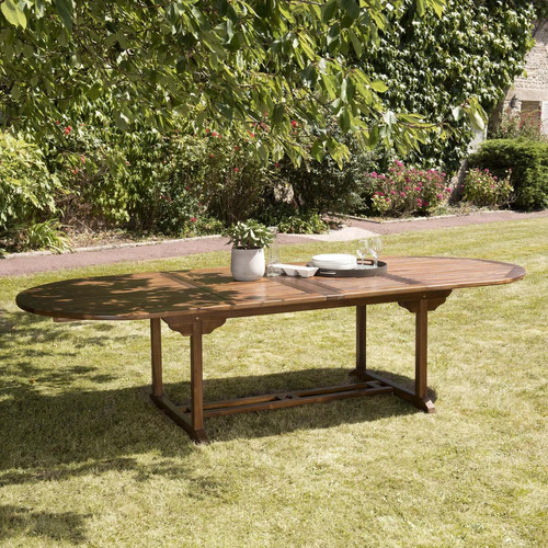 Table de jardin HANNA 10/12 personnes - ovale double extension 200/300 x 120 cm en bois teck huilé - Macabane - Macabane meubles