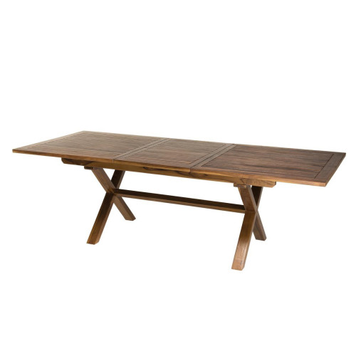 Table de jardin HANNA 8/10 personnes - rectangulaire pieds croisés extensible 180/240x100cm en bois teck huilé