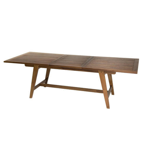 Table de jardin HANNA 8/10 personnes - rectangulaire scandi extensible 180/240x100cm en bois teck huilé
