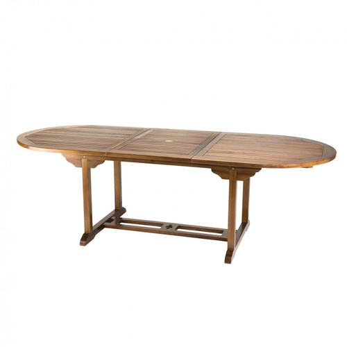 Table de jardin HANNA 8/10 personnes - Table ovale extensible 180/240 x 100 cm en bois teck huilé