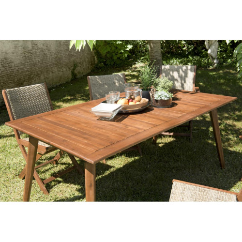 Table de jardin VICTOIRE 8/10 personnes - extensible 180/240x100 cm en bois Acacia Macabane  - Table de jardin design
