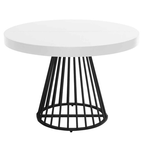 Table Ronde Extensible GRIVERY Blanc Pieds Noir - Table d appoint design