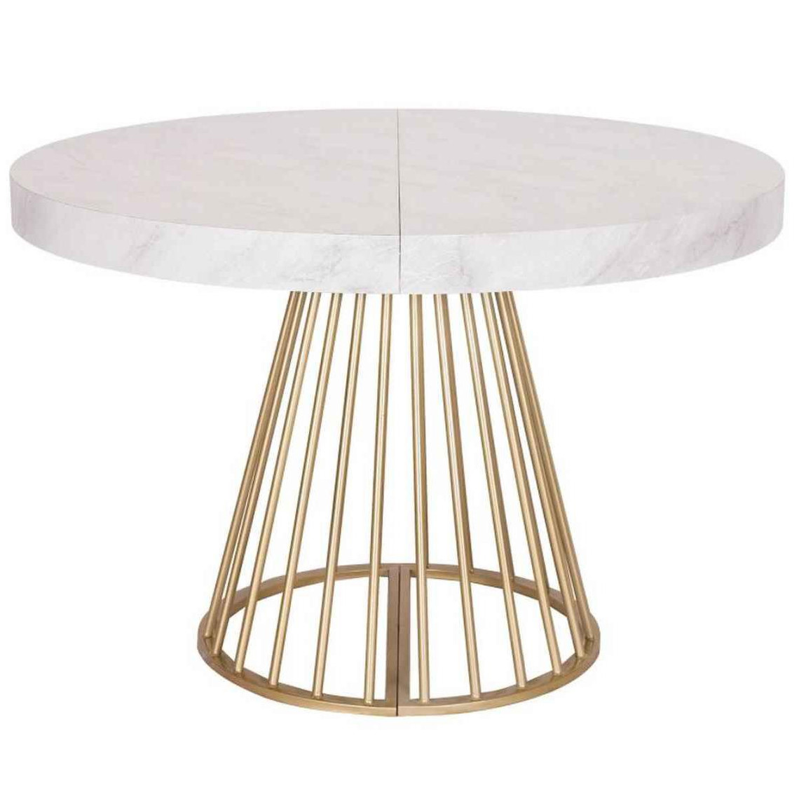 Table de repas extensible design aspect marbre blanc