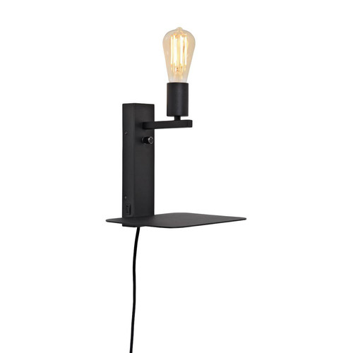 Applique Etagère Noir USB Florence It s About Romi  - Lampe noire design