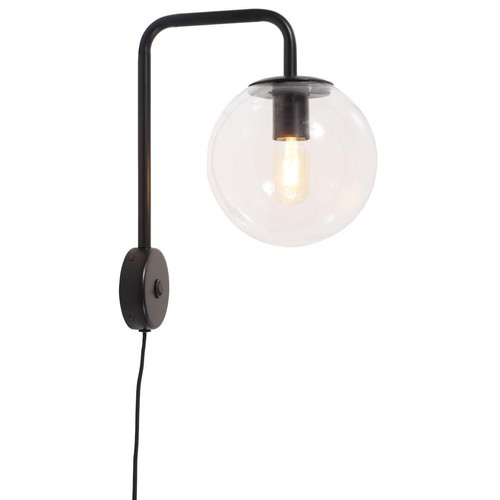 Applique Métal Noir Verre Warsaw - Lampe metal design