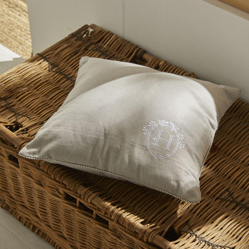 Coussin Coton Chambray Gris BERENICE  - DeclikDeco - Edition authentique