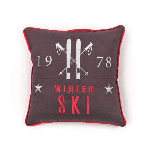 Coussin Gris Mountain Winter ski DeclikDeco  - Textile design