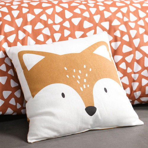 Coussin carré Blanc imprime FOX Coton  DeclikDeco  - Textile design
