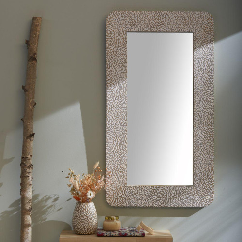 Miroir encadrement bois de manguier FACTORY - DeclikDeco - Deco luminaire vert
