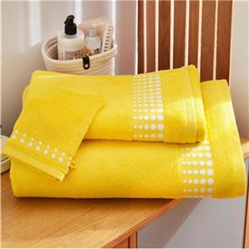 Lot de 2 gants de toilette jaune en coton POISMINI  - becquet - Becquet meuble & déco