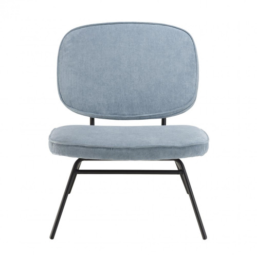 Chaise en velours côtelé bleu clair Macabane  - Promos chaise