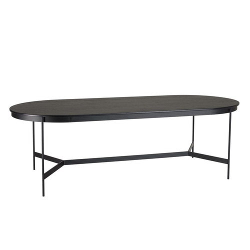 Table à manger ovale Noir 240x104cm piètement métal  - Table a manger noir