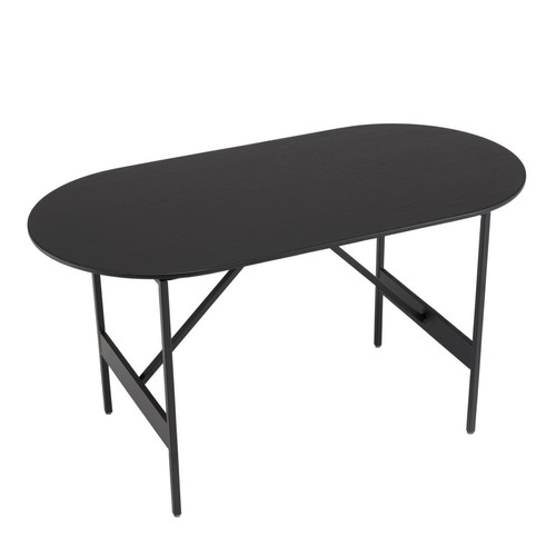 Table basse ovale Noir 70x35cm piètement métal DALY