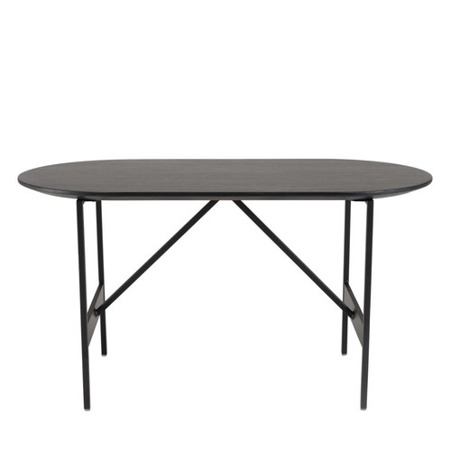 Table basse ovale Noir 70x35cm piètement métal 
