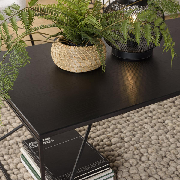Table basse rectangulaire Noir 120x60cm piètement métal DALY
