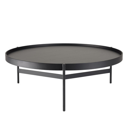 Table basse ronde Noir 102x102cm piètement métal 