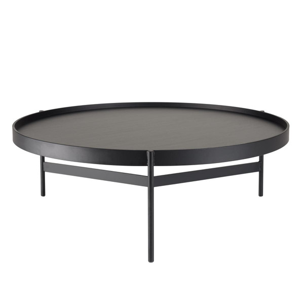 Table basse ronde Noir 102x102cm piètement métal DALY